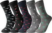 [GLENMEARL] 5 Pack Mens Combed Cotton Colorful Patterned Happy and Dress Socks