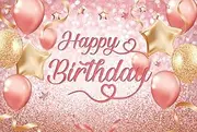 Costume Bay Happy Birthday Backdrop Banner 180 * 110 cm Large Background Cloth Photo Party Large Decoration Sign for Birthday Party (Pink Theme Birthday Banner, ONE)