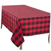 Cotton Blend Buffalo Plaid Tablecloth 70" x 120" Red