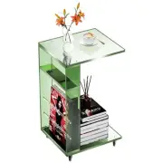 Clear Acrylic Side Table on Lockable Wheels, C Shaped End Table for Sofa, Sma...