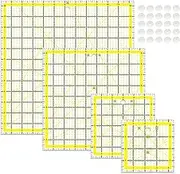 VPVPV 4 Piece Quilting Ruler,Acrylic Square Ruler,Quilting Templates,with Non Slip Rings 25 Pieces（4.5“X4.5”、6“X6”、9.5“X9.5”、12.5“X12.5”）