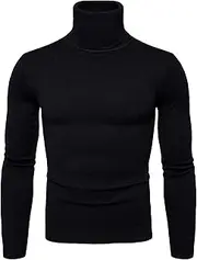 [Gsywaipei] Men's Turtleneck Knitted Sweaters Winter Wool Long Sleeve Knit Pullovers Casual Fit Twisted Pullover Solid Sweater