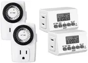 Mechanical & Digital Programmable Outlet Timer 2 Pack, Mini Indoor 24-Hour Timer