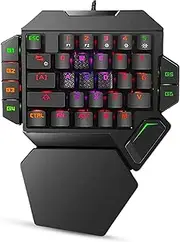 Single Hand Gaming Keyboard, Typewriter Style Mechanical Gaming Keyboard, 35 Keys One-Handed Keyboard RGB Blacklight Mechanical Keyboard, Small and Portable with Macro Definition F