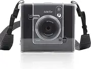 Rieibi Clear Protective Case for Fujifilm Instax Wide Evo Instant Camera - Hard Carrying Case Cover with Shoulder Strap (Camera not Included)