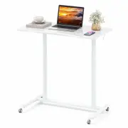 Costway Mobile Standing Desk C-Shaped Computer Workstation White