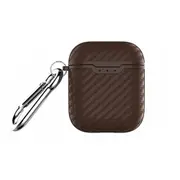2Pcs Carbon Fiber ShockProof for Apple AirPods Soft Protective Case Keychain Buckle coffee
