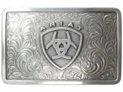 Ariat Mens Rectangle Filagree Shield Belt Buckle (Silver)