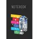 Notebook: Star Wars R2D2 Rainbow Roll Cartoon Graphic Size Blank Pages Lined Journal Notebook with Black Cover Size 6in x 9in x1