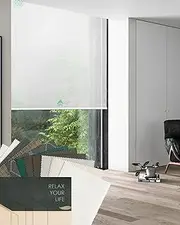 [Yoolax] Motorized Solar Shade with Remote, Light Filtering Roller Shades Work with Alexa Google, Fire Retardant Smart Blinds Custom Blinds for Office Restaurants Kitchens, Fabric Sample (Multicolor)