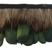 Natural Jewel Green Pheasant Feather Trimming per metre
