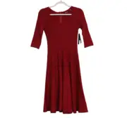 NWT Nic Zoe Swing Dress Size XS Fit & Flare Red Ribbed Knit Holiday Preppy Boho
