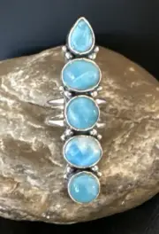 Gorgeous Blue Larimar Navajo Sterling Silver Ring Size 6.5 15981