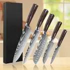 5x MDHAND Chef Knife + Slicing Carving Knife Japanese VG10 Damascus Steel Knife