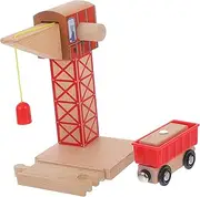 Totority DIY Train Prop Simulation Crane Toy Wooden Railway Crane Train Track Model