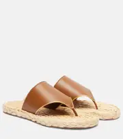 [Paris Texas] Paris Texas Amalfi leather-trimmed espadrille slides AU 7 neutrals