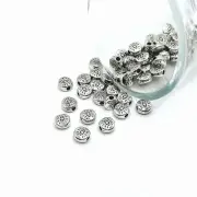 4, 20 or 50 Pieces: Small Silver Evil Eye Spacer Beads - US Seller