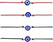 [SUMMER LOVE] Hand Made 12Pcs Evil Eye Bracelets Pack Bulk Set Women Men Evil Eye Anklet Jewelry Protection Braclet Black Red String