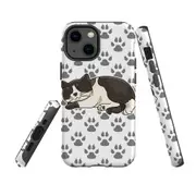 For Apple iPhone 13 mini Case, Armour Back Cover, Tuxedo Cat