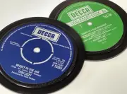 Thin Lizzy - 2 Vinyl Record Label coasters. Decca Records. Whisky In The Jar.