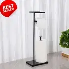 Toilet Paper Holder Stand Free Standing with Top Shelf for 3-4 Rolls