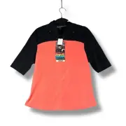 Jamie Sadock Cosmopolitan 3/4 Sleeve Top Womens Medium Orange Black Sequin NWT