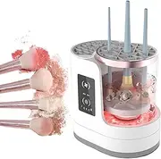 3 in 1 Electric Makeup Brush Cleaner Machine with Dryer & Holder Touch Button, 2H/5H Timing Air-drying Function Portable Brushes Cleaning Tool Multifunction Automatic Cleaner for Makeup Sponge Brush