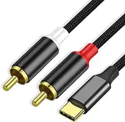 USB Type C to Dual RCA Audio Cable, Mxcudu USB C Male to RCA Male Aux Auxiliary Stereo Splitter Adapter Audio Cord Compatible with Google Pixel 3/3XL, Samsung, MacBook and More 1.8m/5.9ft