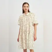 En Saison Hayley Shirt Cottage Mini Dress in Peach Print NWT Women Dress Size S