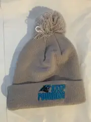 Carolina Panthers New Era Keep Pounding Cuffed Knit Hat Beanie With Pom Gray New
