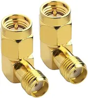 SMA Male to Female Right Angle 90-Degree Adapter Gold Plated Contacts Pack of 2