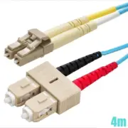 4M LC to SC Fiber Optic 10Gbps Duplex 50/125 Multi-Mode Optical Patch Cable Aqua