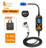 Portable EV Charger Wallbox Type2 Cable 32A 7KW with CEE Plug EVSE Type1 Charging Box j1772 Adapter for Electric Vehicle Type2 7KW 3.5m Cable