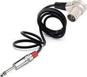 ROBAUN 6.35mm Jack 3pins XLR Connector Head 90 Degree Right Angle Male Micphone Plug Audio Cable Curved Multi-Directional(Silver Red,1.5m)