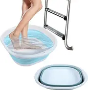 ESEHGS Portable Pool Foot Bath,Collapsible Pool Foot Wash Basin Tub,Foot Bath Basin for Above Ground Swimming Pools Accessories (Blue Baths)