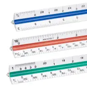 3 Pack Architectural Scale Ruler, 12" Triangular Architect Scale Aluminum Color-