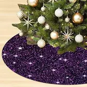 OMKSIH Purple Tree Skirt 60 Inch Sequin Glittery Christmas Tree Skirt Halloween Dark Purple Tree Skirts Mermaid Sequins Xmas Tree Skirt for 9 FT Tree Velvet Tree Base Cover for Holiday Decorations