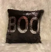NWOT - Pier 1 Imports Trick Or Treat/Boo Reversible Sequined Pillow