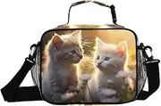 Beautiful Kittens Flower Insulated Lunch Box for Women Men - Ideal for Work, Picnics - Includes Adjustable Shoulder Strap