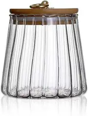 Glass Food Storage Jar 650ml/22oz Clear Glass Canister With Airtight Seal Acacia Wood Lids Kitchen Food Storage Container For Coffee Bean Loose Tea Sp