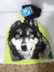 NWT Joe Boxer - Kids Unisex - Winter - Wolf - Knit Hat & Glove Set - L/XL