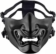Protective Airsoft Half Face Masks,Army Fans Supplies for Halloween Kabuki Samurai Hannya Oni Mask Airsoft Paintball BB Gun CS Game Cosplay