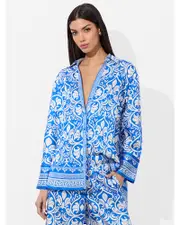 Alice and Olivia Kiva Printed Oversized Pajama Shirt