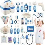 PanKome Doctor Kit for Kids, Medical Kit with Stethoscope, Pretend Play Educational Doctor Toys, Doctor Playset with Realistic Light & Sound, Role Play Toys for 3 4 5 6 Years Old Gifts (Blue)
