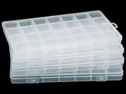 JESEP YONG 4Packs 28 Grids Bead Organizer Plastic Organizer Box with Fixed Dividers-Jewelry, Accessories, and Small Parts Container Clear Box for Jewerly Beads, Sewing, Drawing