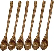 Zenxylo 6 PCS Small Wooden Kitchen Spoons 8''L x 1.1''W, Perfect for Jars Durable & Sturdy Salt Spice Spoons