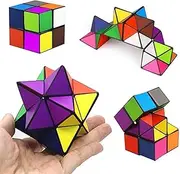 Magic Star Cube Set,2 in 1 Colorful Infinity Cube,Transforming Cubes,3D Puzzle Twist Toy Creative Decompression Cube for Kids and Adults