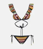 [Zimmermann] Zimmermann Alight striped metallic knit bikini AU 16 multicoloured