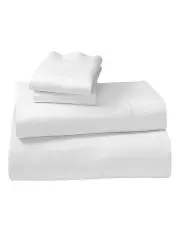 [Klika] Cotton Rich Queen Bed Sheet Set 4 Pieces in White
