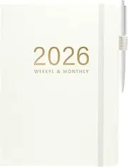 Writing Journal, 2026 Planner Book 144 Sheets, A5 Calendar Hardcover Notebook for Daily Business Meeting School Study Travel Graduation College Home
